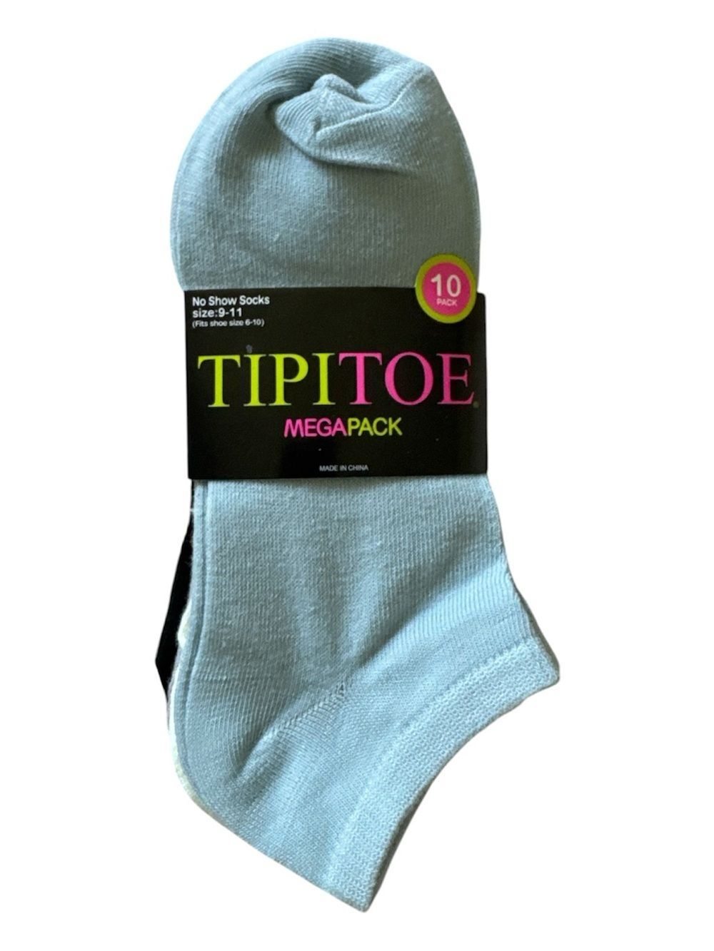 Tipitoe Womens Solid No Show Sock 10 Pack Pastel Pink Blue Purple Shoe Size 6-10